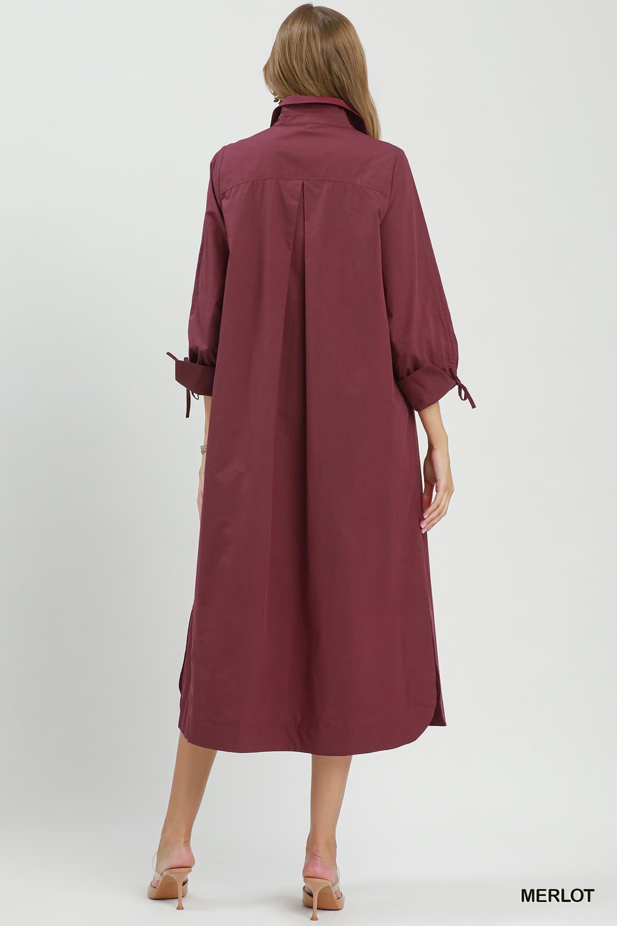 Collared Button Detail Relaxed Midi Dress
