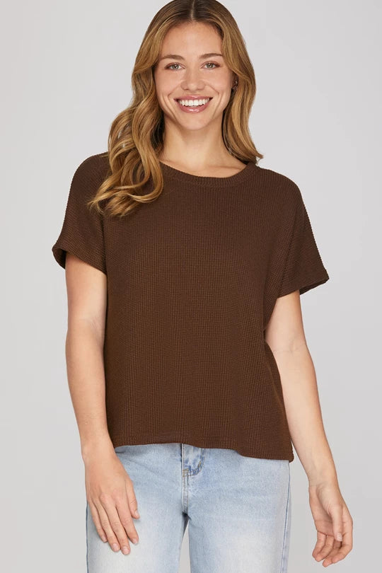 Drop Sleeve Round Neck Knit Top