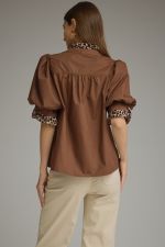 Solid Short Puff Sleeve Top