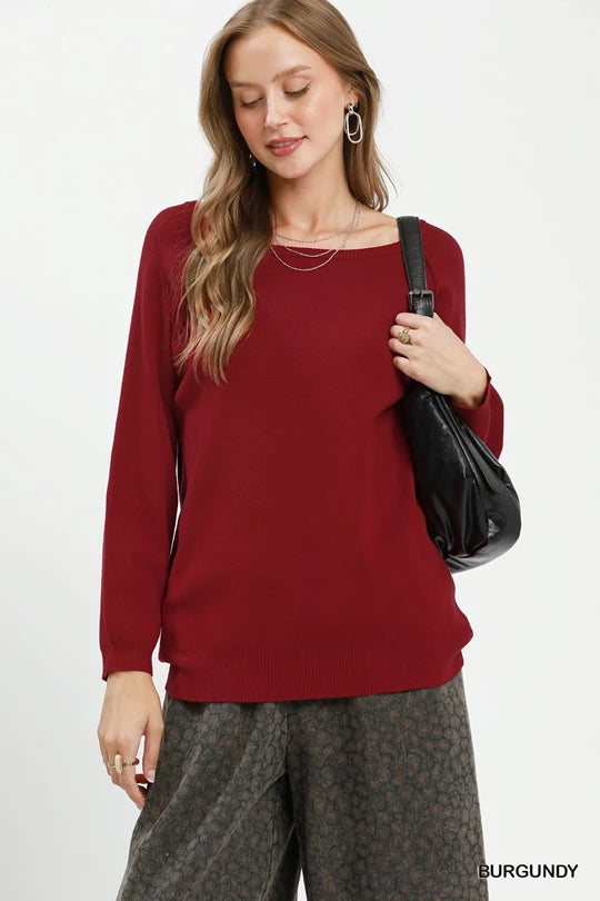 Boat Neck Pullover Sweater