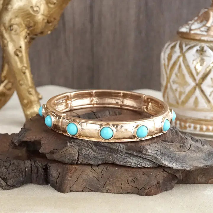 Slim Cabochon Eternity Bangle in Turquoise