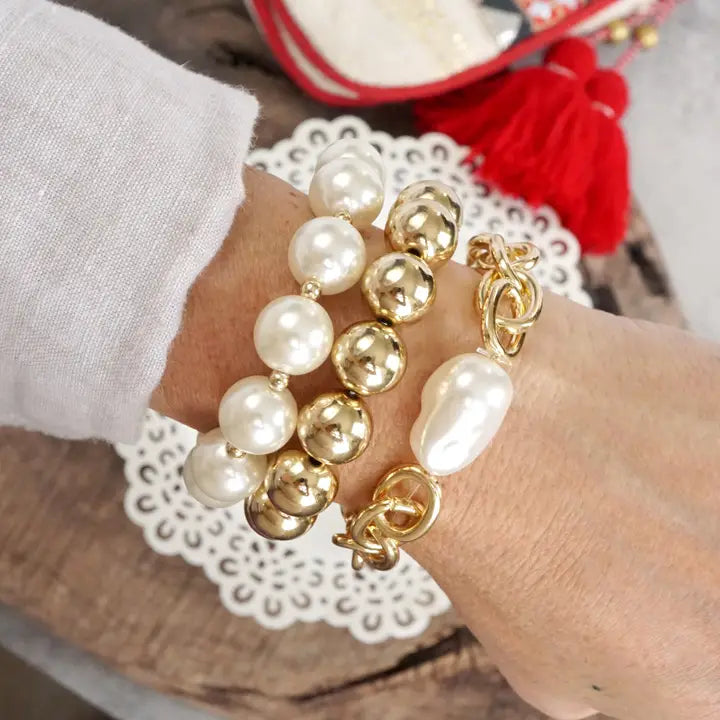 Chunky Chain & Bead Bracelet Set