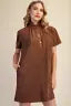 Stand High Neck Collar Button Down Mini Dress
