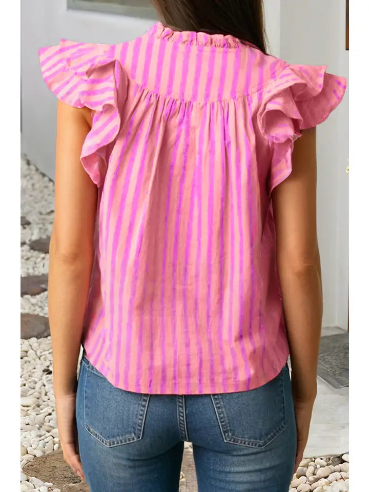 Stripe Ruffled Summer Blouse