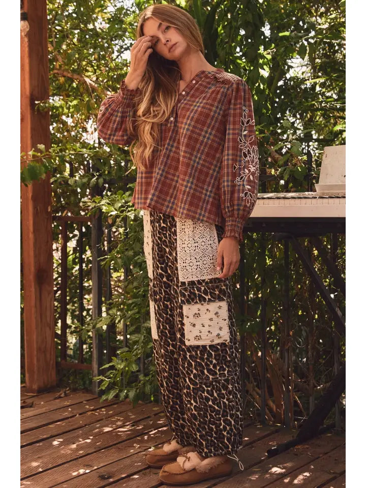 Plaid Peasant Blouse