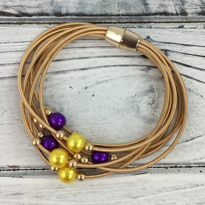Purple & Gold Pearl Guitar String Bracelet