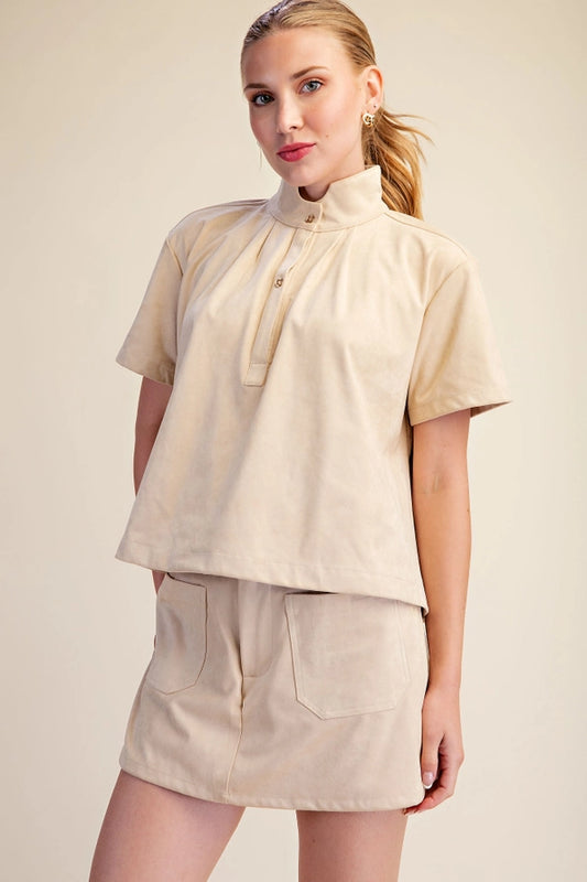 Stand Collar Short Sleeve Shirt