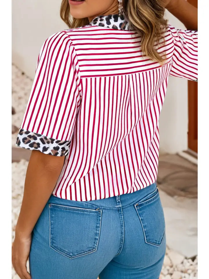 Leopard Striped Collared
