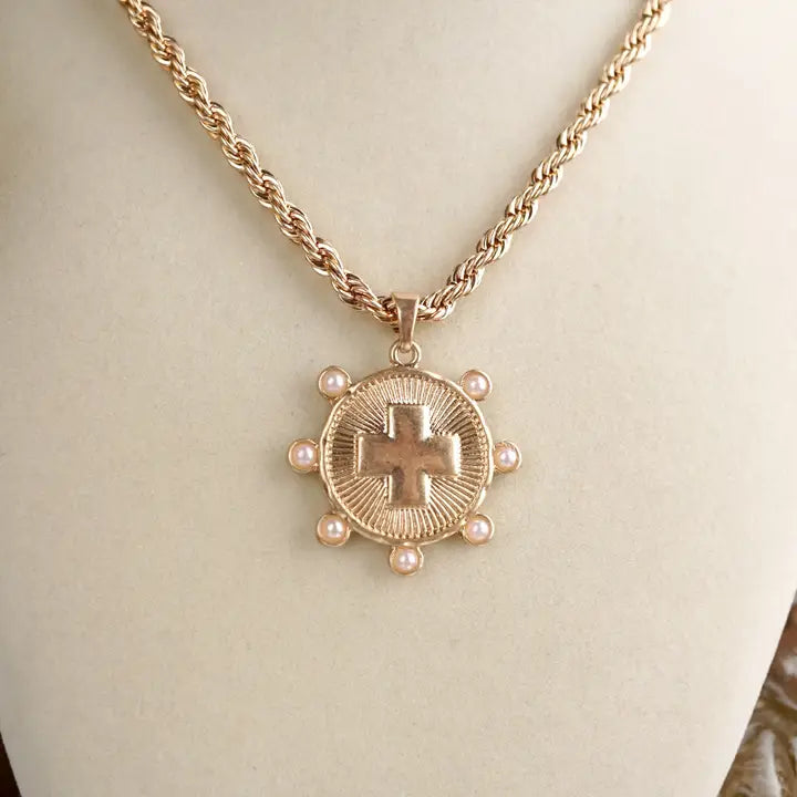Sunlit Devotion Cross Pendant Necklace