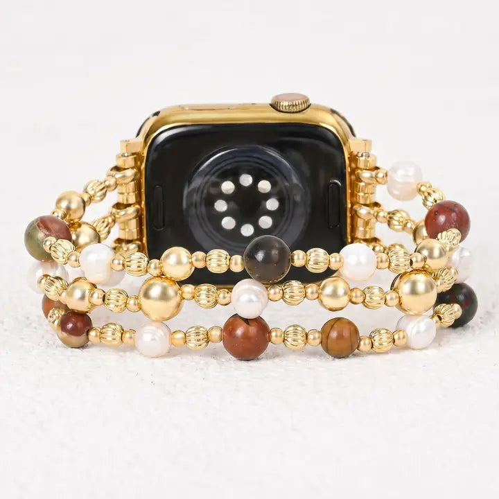 Earthy Beaded Stretch Apple Watch Strap
