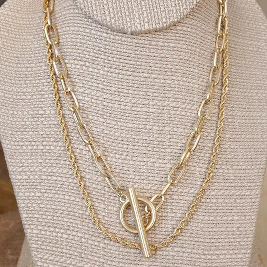 Toggle Necklace Multi Layer Chain