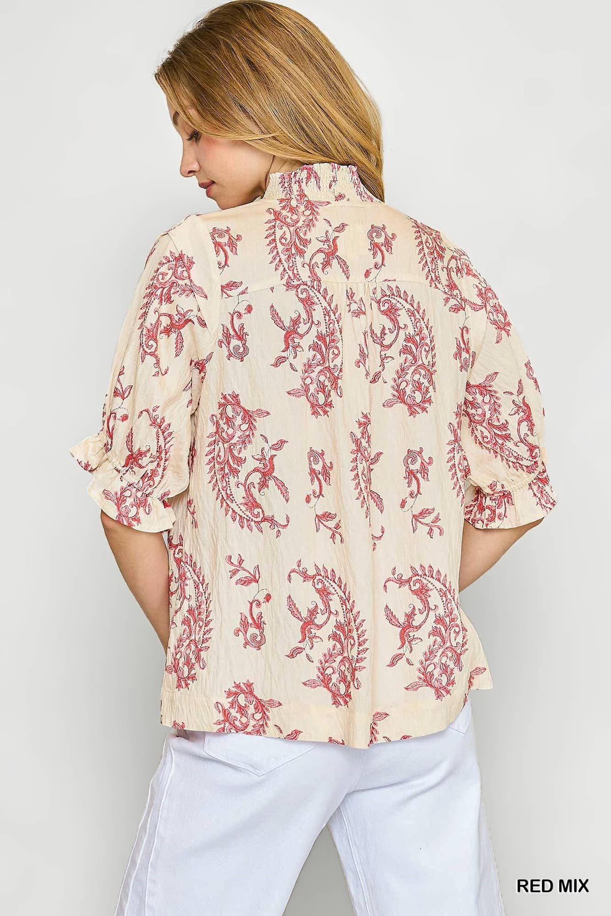 Willow Vine Ruffle Trim Blouse