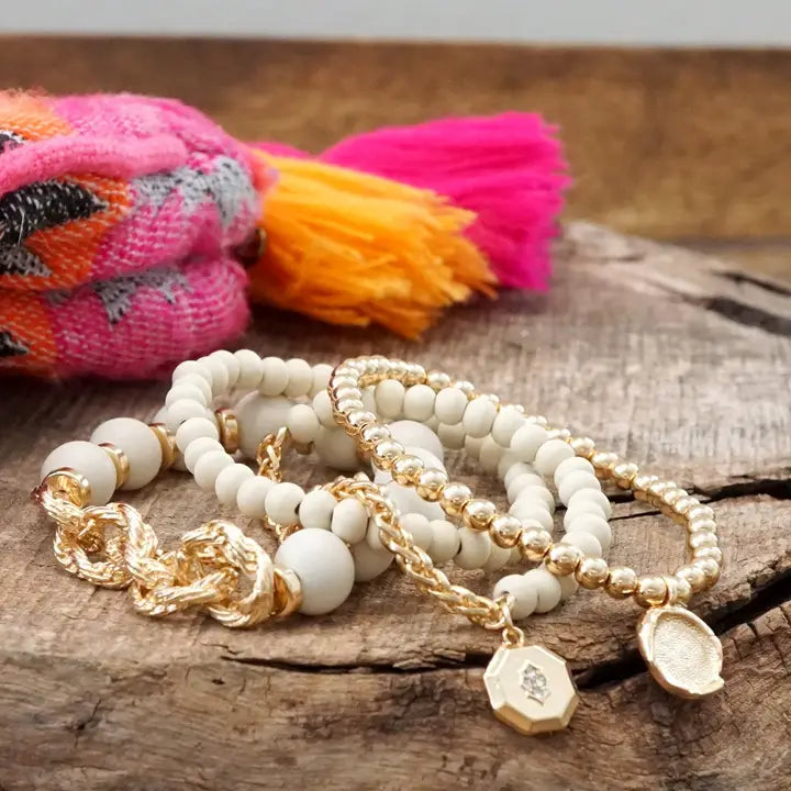 Beaded Bracelets Set – Beads & Chain Coin Charms