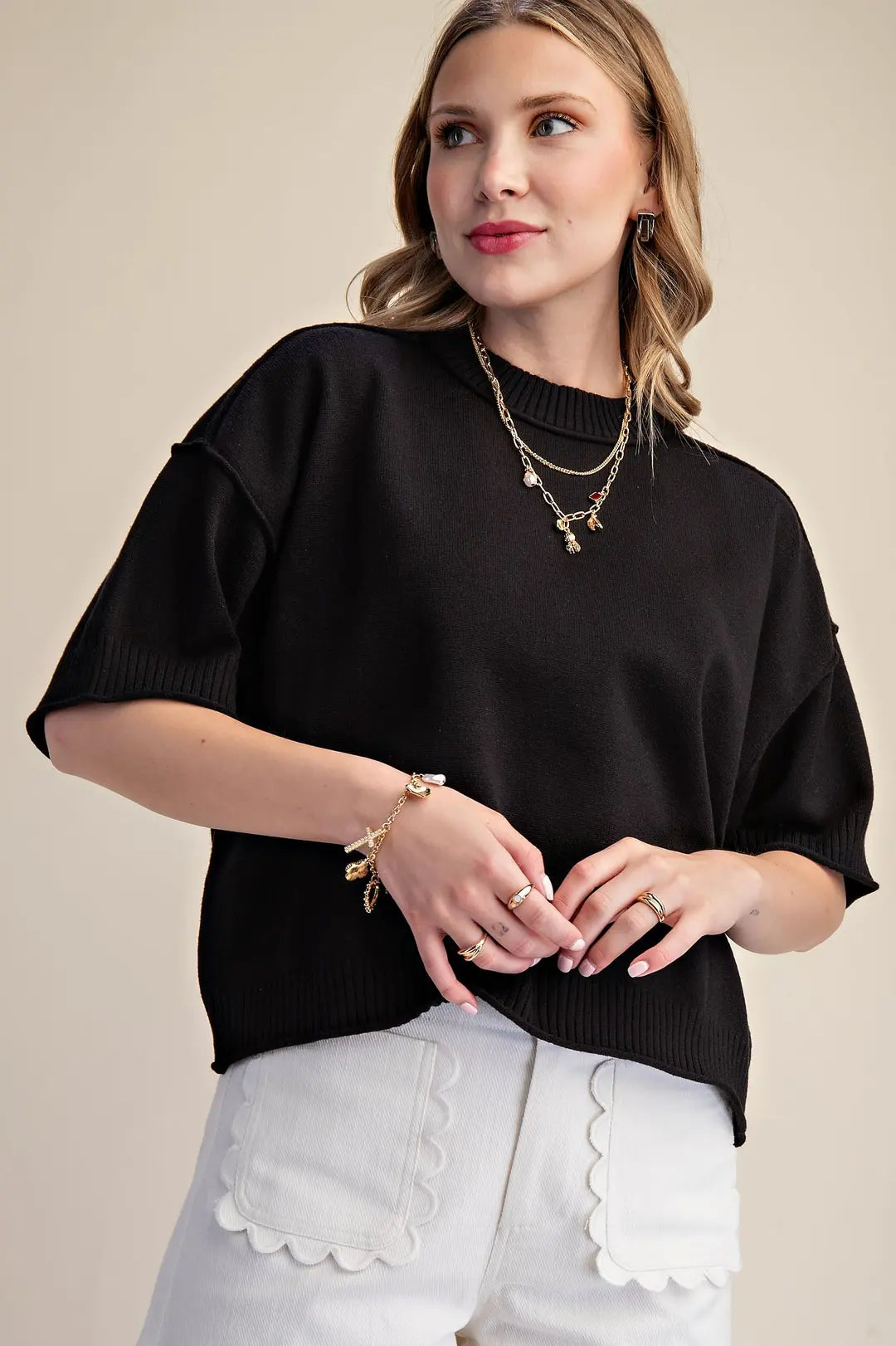 Everyday Crew-Neck Sweater with Seam Detail