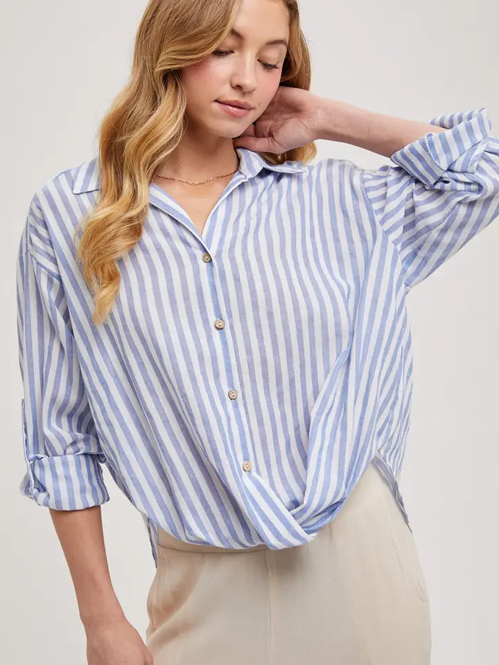 Striped Button Down Knotted