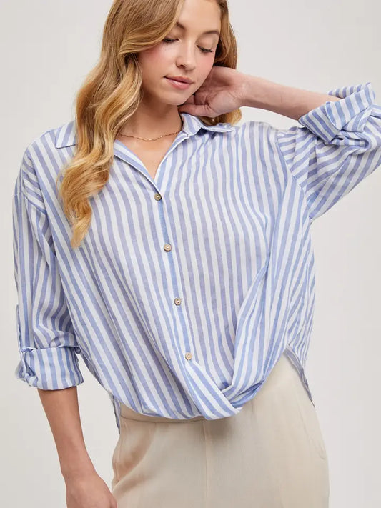 Striped Button Down Knotted