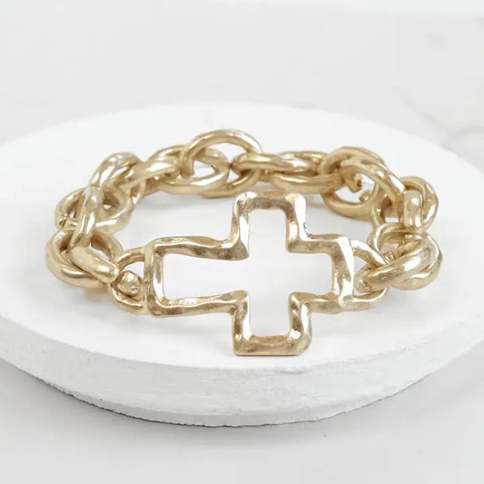 Chunky Chain Cross Bracelet