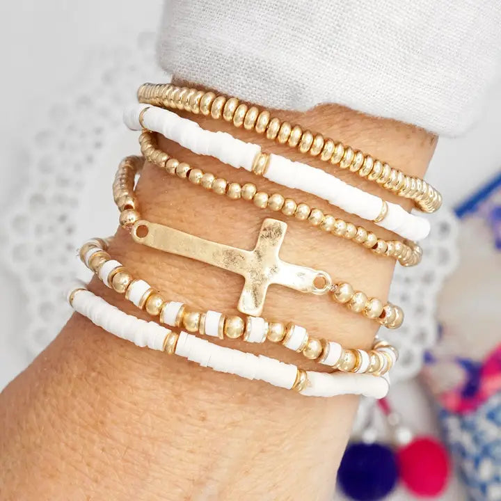 Sideways Cross Bracelet Stack