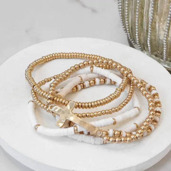 Sideways Cross Bracelet Stack