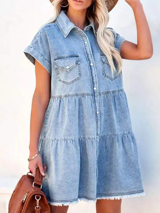 Chic Denim Button Front Dress
