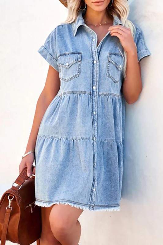 Chic Denim Button Front Dress