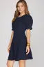 Short Sleeve Washed Denim Mini Dress with Pockets