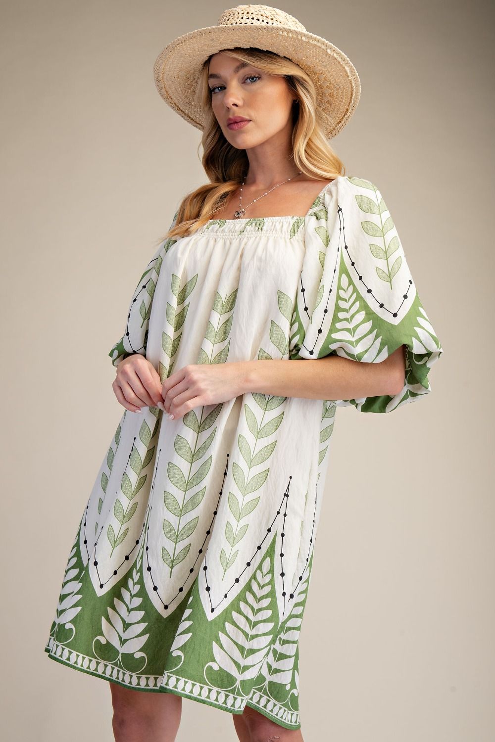 Bubble Sleeve Print Dress