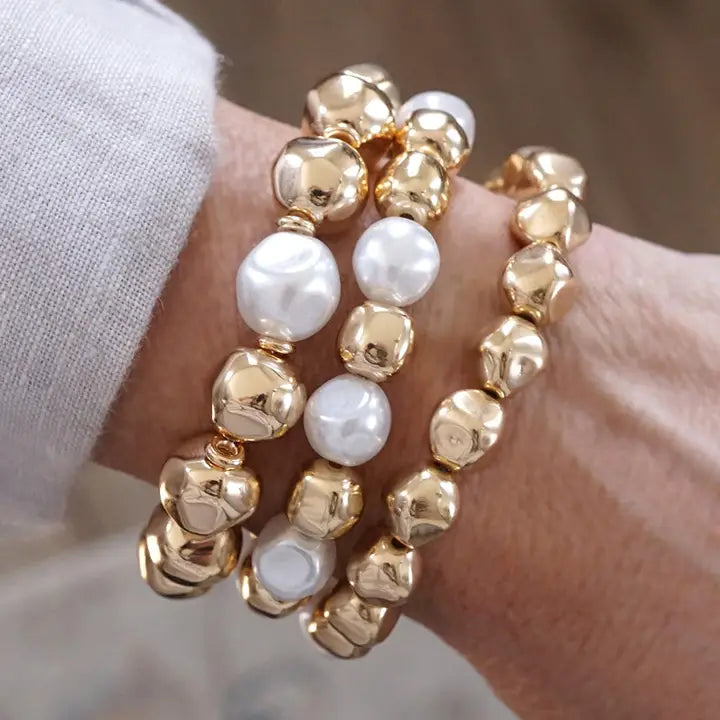 Golden Essence – Organic Beaded Bracelet Set