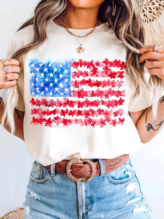 Flag Graphic Crew Neck Tee