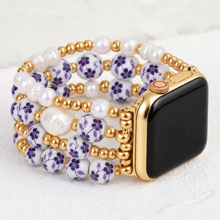 Porcelain Garden Violet Bloom Apple Watch Strap