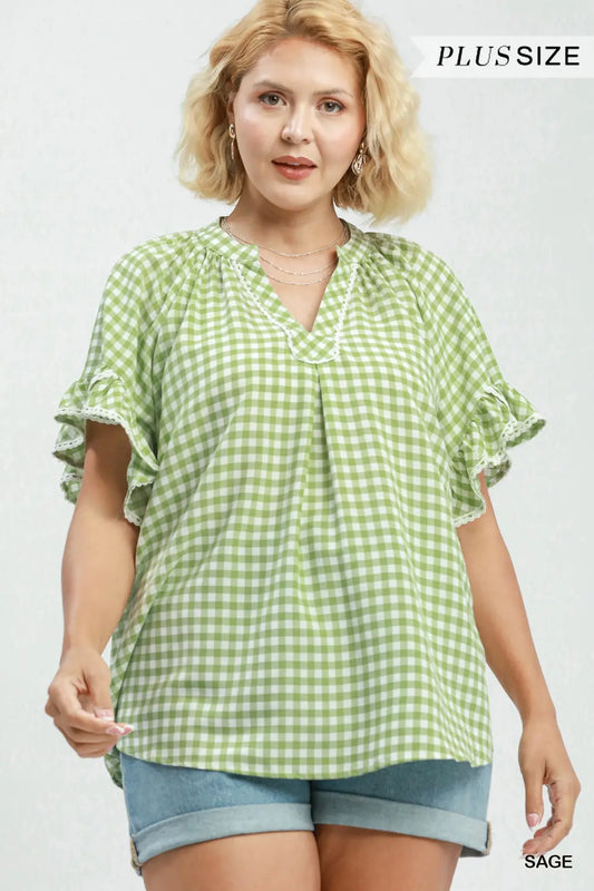 Gingham Ruffle Top — Plus Size