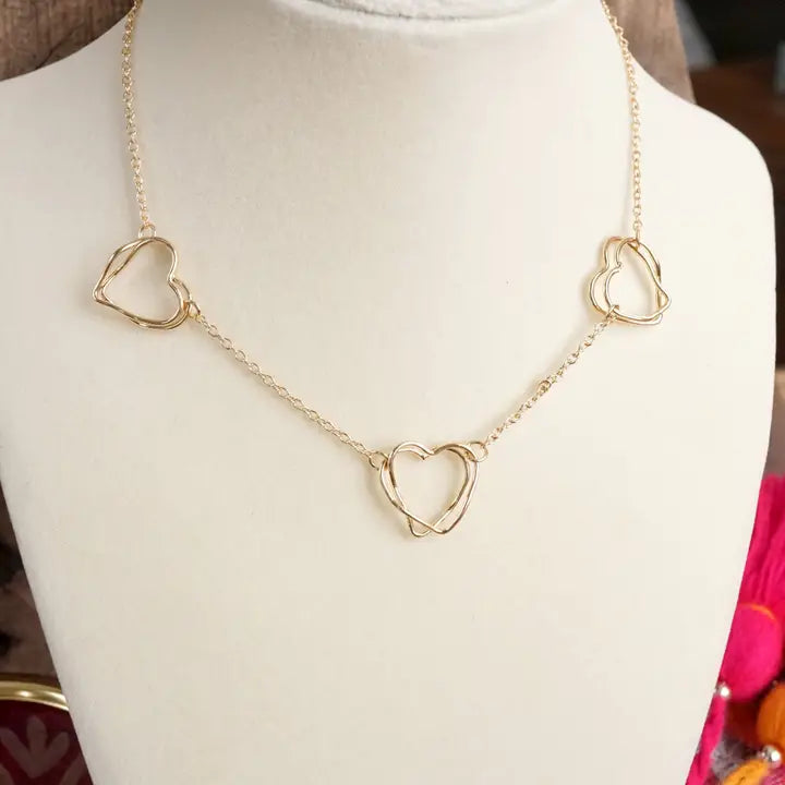 Wire-Inspired Hearts Necklace