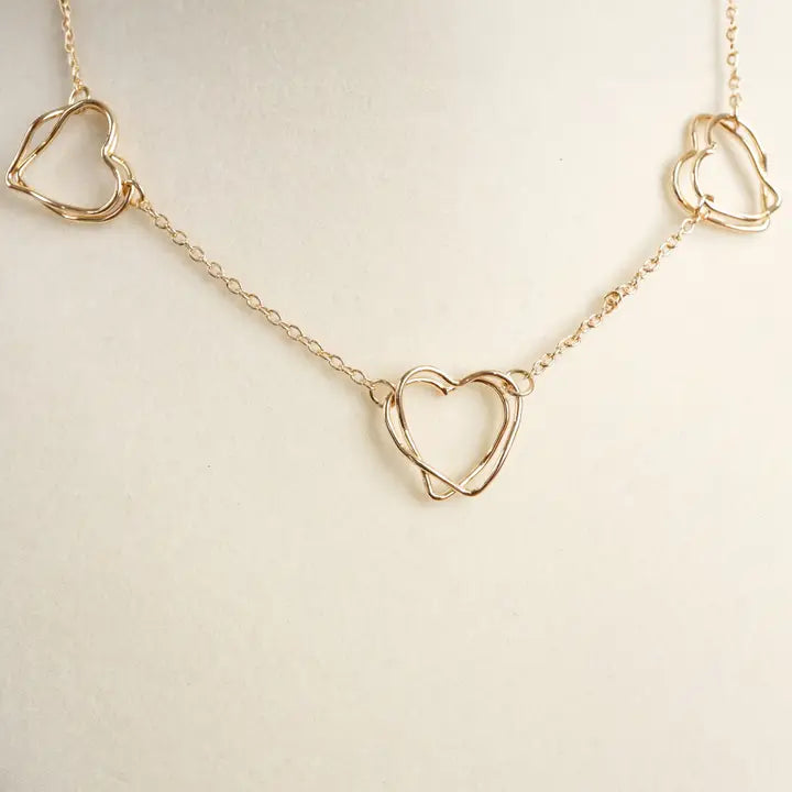 Wire-Inspired Hearts Necklace