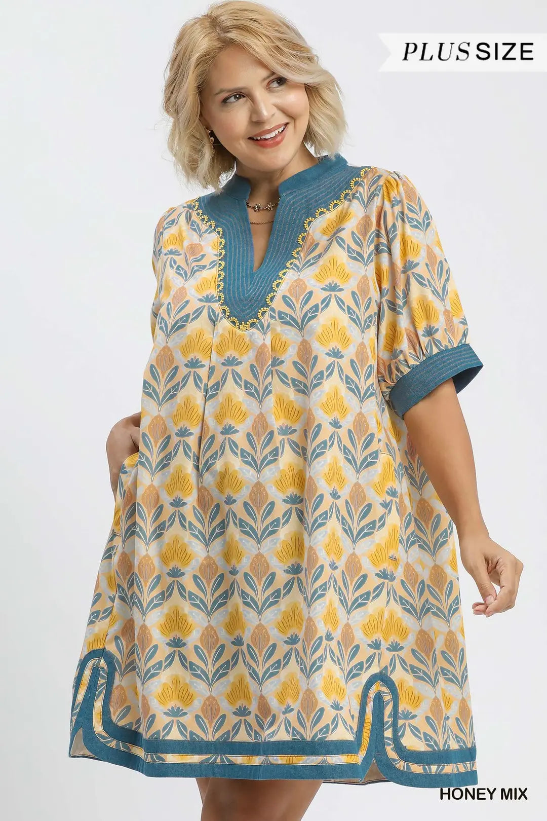 Mix Tile Print Dress — Plus Size
