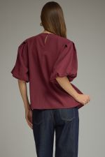 Merlot Short Puff Sleeve Top