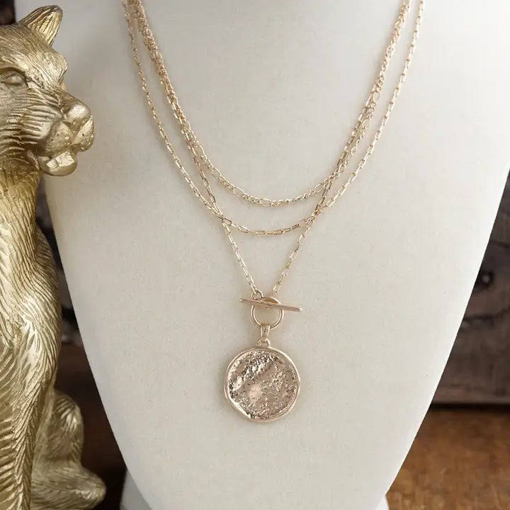 Layered Coin Toggle Necklace