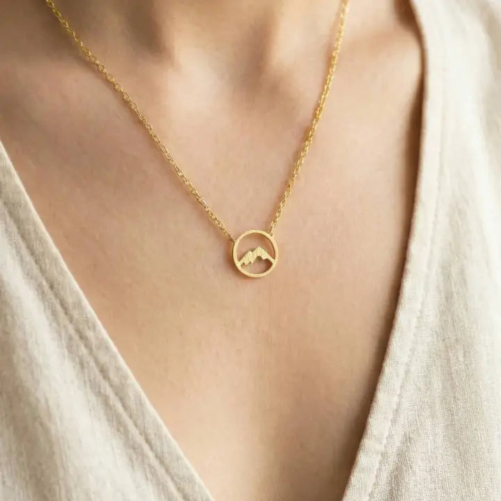 Rose Gold Mountain Range Pendant Necklace