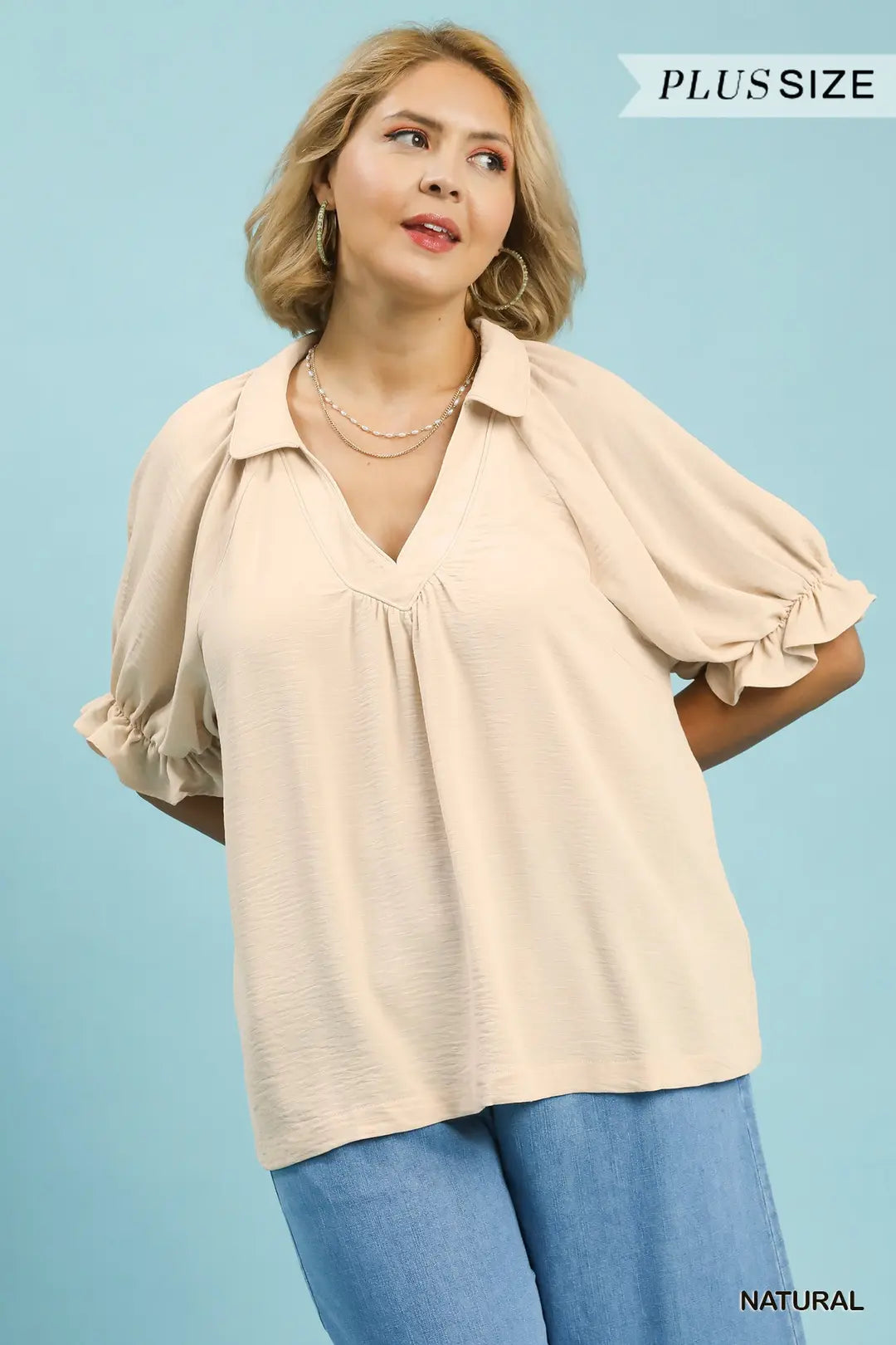 Solid Collared Top — Plus Size