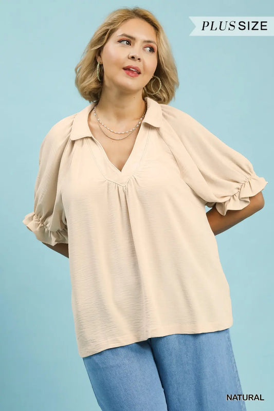 Solid Collared Top — Plus Size