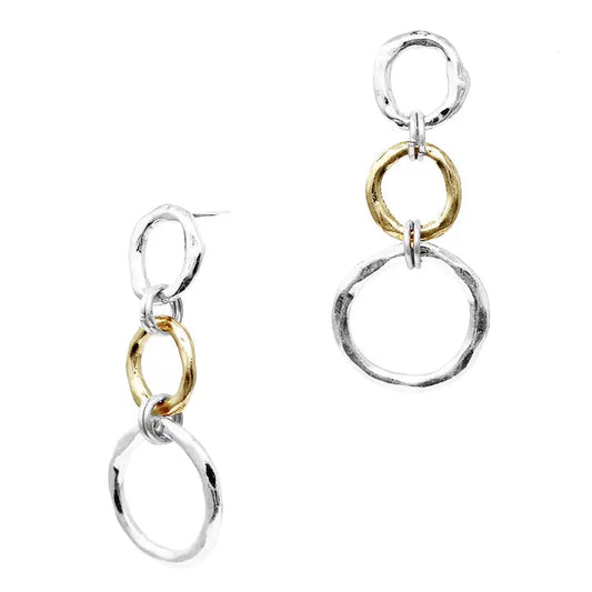 Open Silver & Gold Circle Earrings