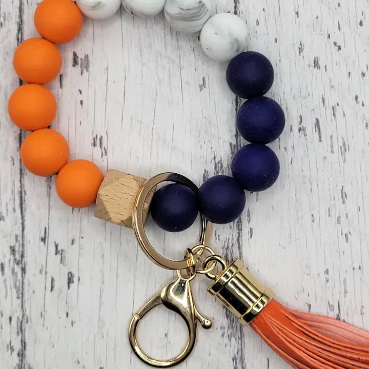 Orange, Navy & White Silicone Wristlet