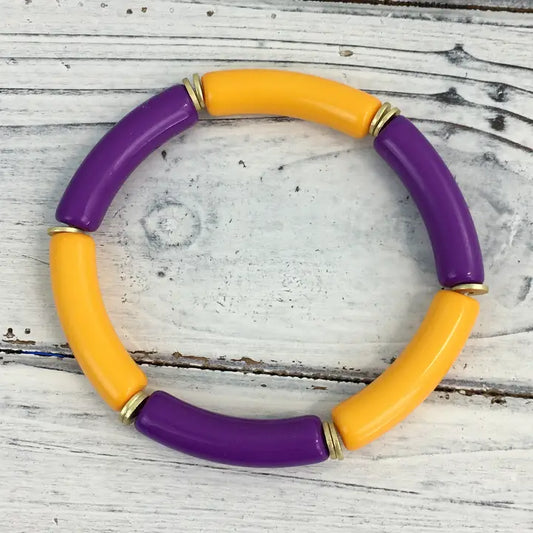 Purple & Gold Stretch Bracelet