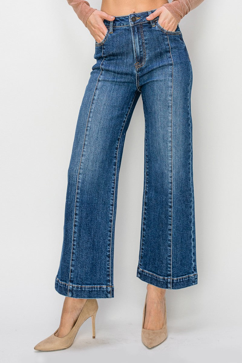 Risen Plus Size High Rise Crop Wide Leg