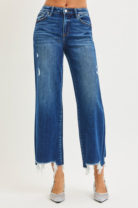 Risen Plus Size HR Crop Wide Leg Jeans