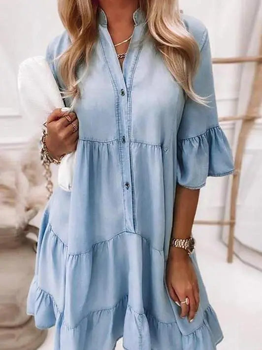 Relaxed Fit Denim Button Down Dress