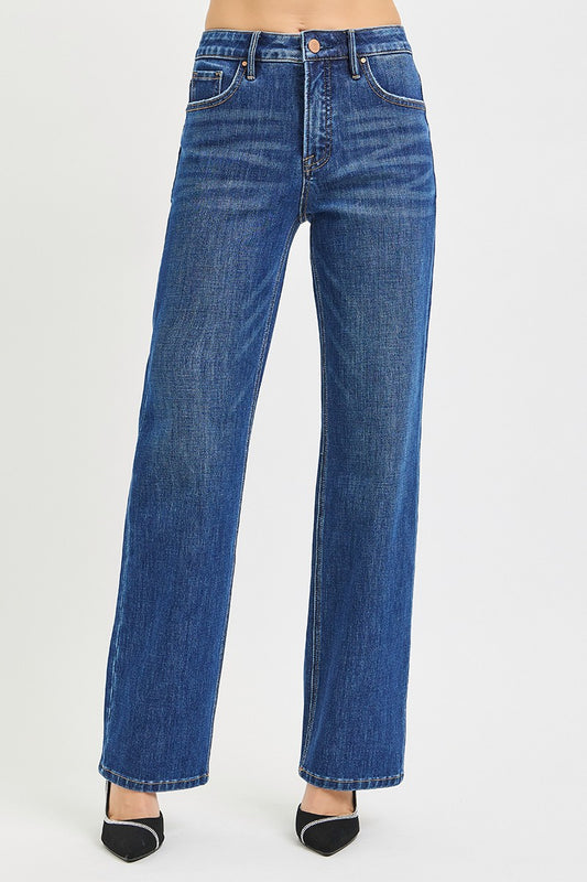 Risen Tummy Control 4-Way Stretch High Rise Straight Jeans