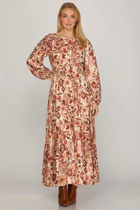 Long Sleeve Tiered Maxi Dress