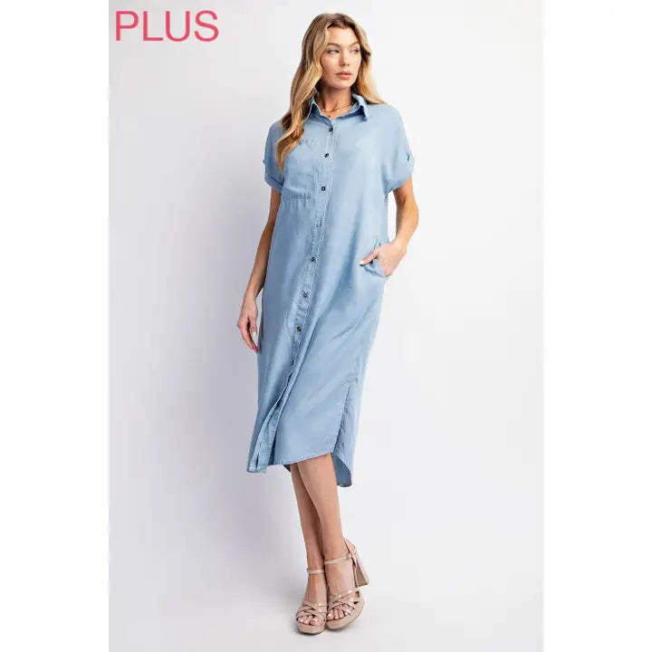 Tencel Denim Long Shirt Dress