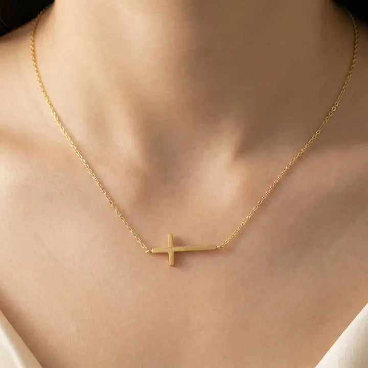Side Cross Pendant Necklace