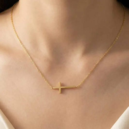 Side Cross Pendant Necklace